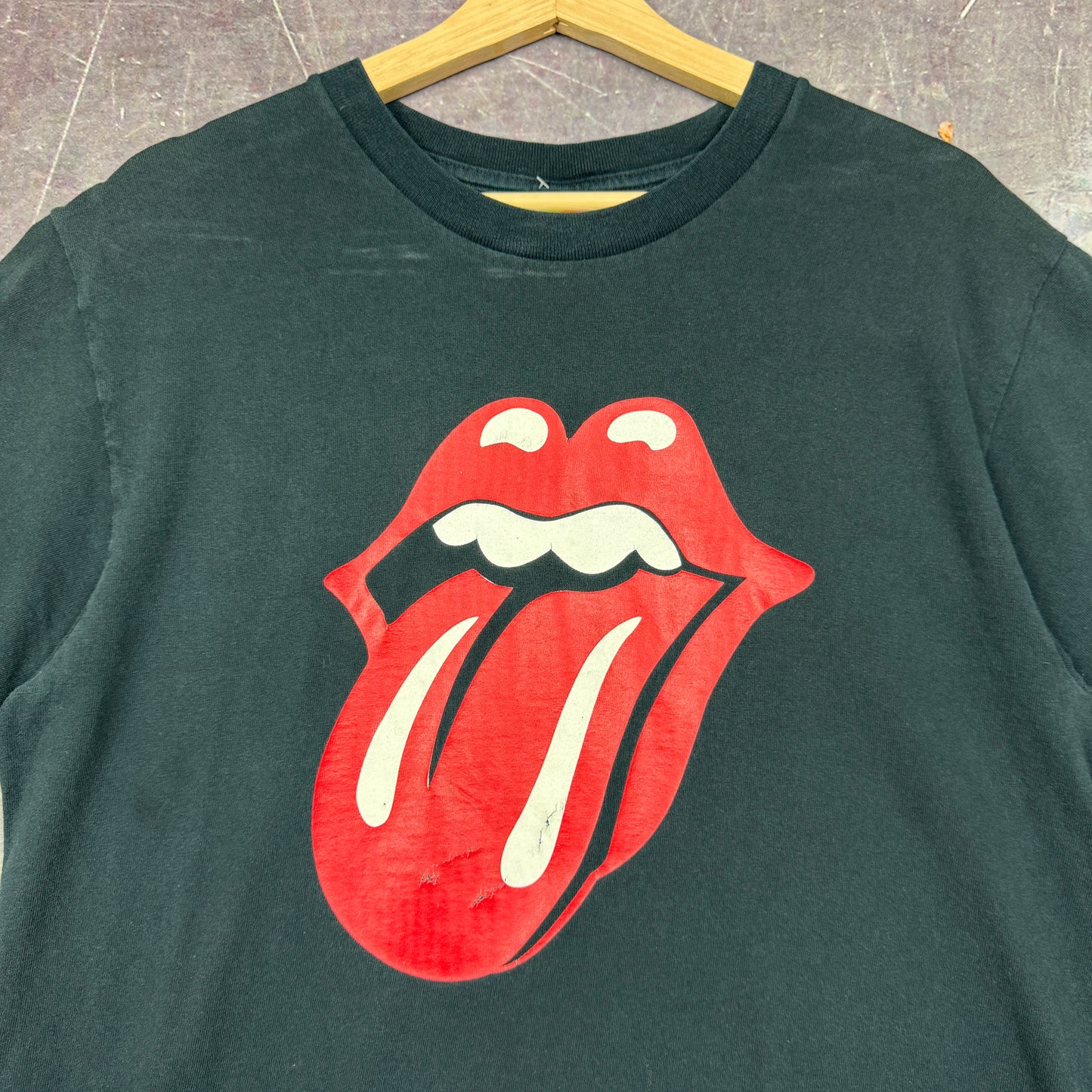 Early 00s Black Rolling Stones Tongue Logo Graphic Shirt L 0905