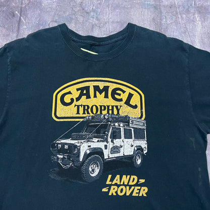 Early 00s Faded Black Camel Cigarettes Trophy Land Rover Graphic Shirt L AU53