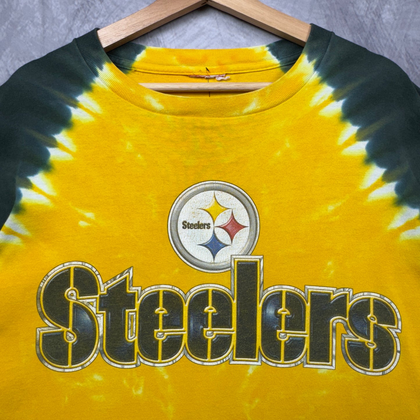 00s Yellow and Black Pittsburgh Steelers Tie Dye Shirt 4254