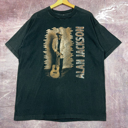 90s Faded Black Alan Jackson She's Got The Rhythm (And I Got The Blues) Graphic Shirt XL 2886