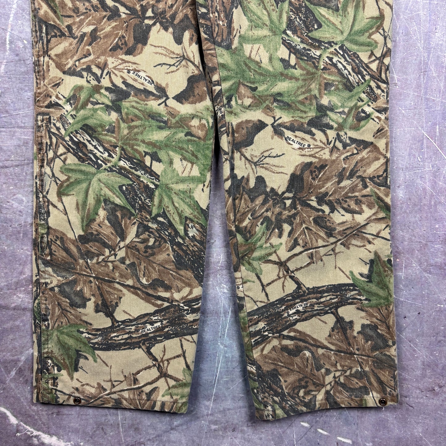 90s RealTree Camo Duxbak Thermal Lined Work Pants 35x30.5 2204