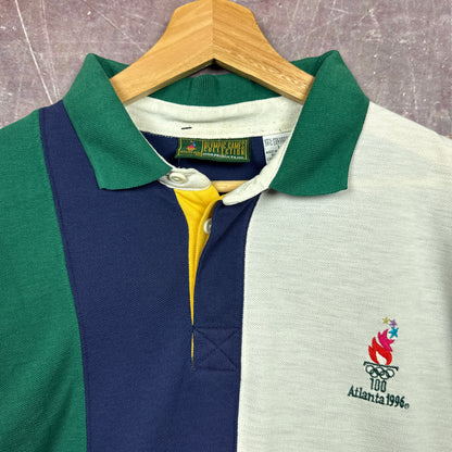 1996 Multicolor Striped Atlanta Olympics Polo Shirt 3492