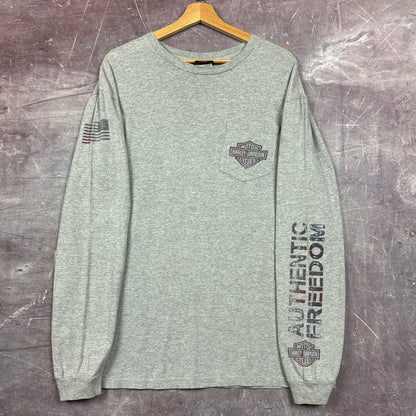 00s Grey Harley Davidson Long Sleeve Shirt 3073