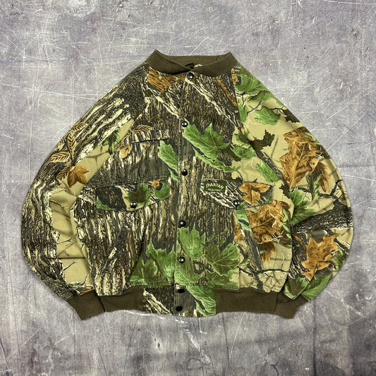 90s Spartan Real Tree Camo Lightweight Bomber Jacket Boxy L D06
