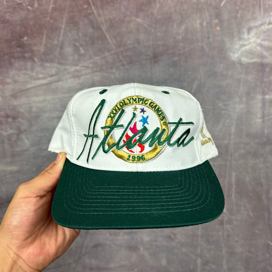 1996 White Green Atlanta Olympics Snap Back Hat 3495