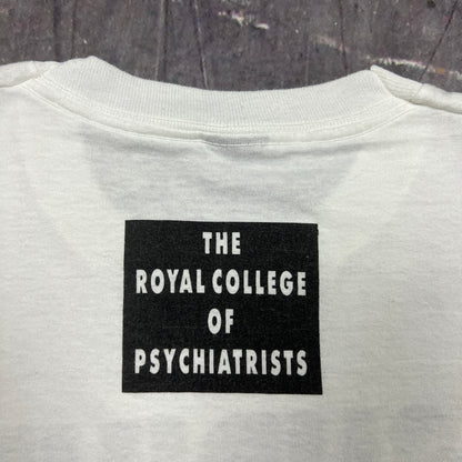 90s White Text "Shrink Proof" Royal College of Psychiatrics Shirt L AU46