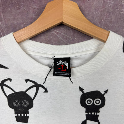 Early 00s White Stussy Futura AOP Shirt 3667