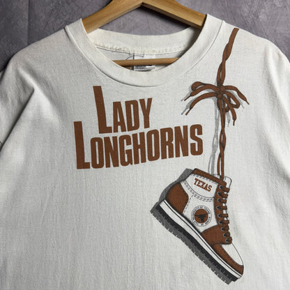 90s White Texas Longhorns Lady Longhorns Shoe Shirt 4596