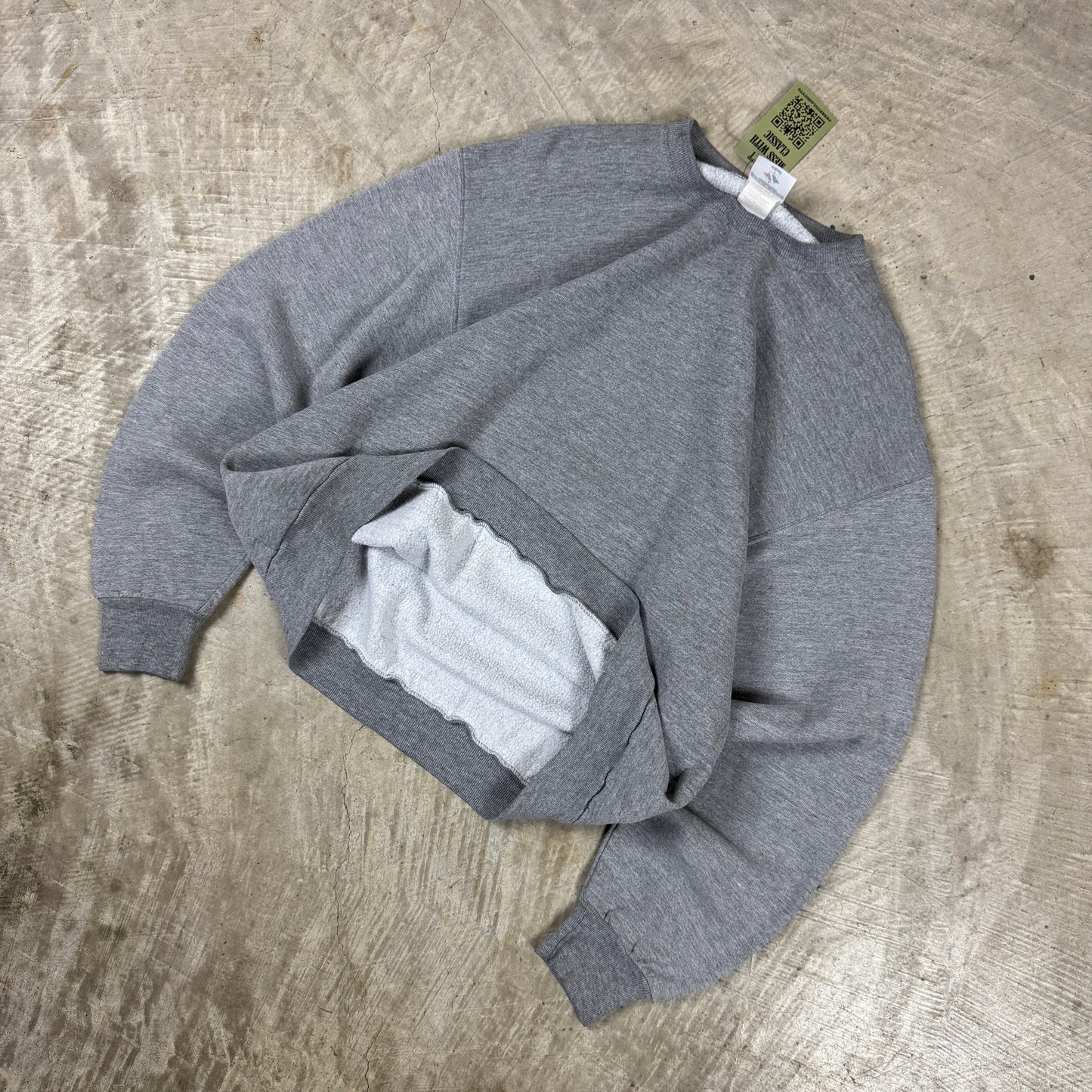 90s Light Gray Jerzees Blank Essential Crewneck Sweasthirt Boxy M AL34