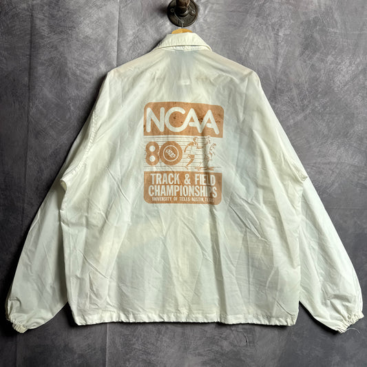 80s White Texas Longhorns Track & Field Coaches Jacket 4461