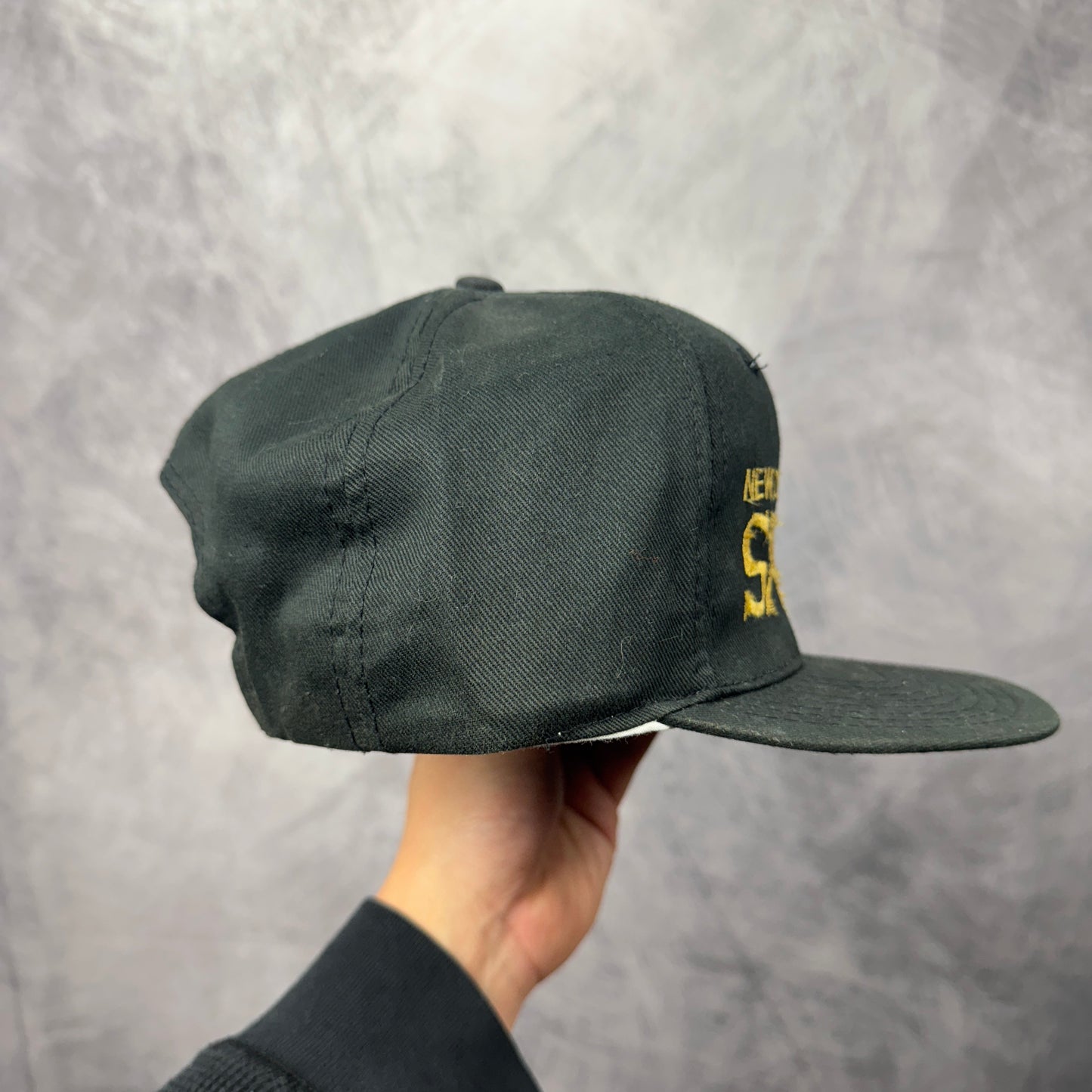 90s Black New Orleans Saints Snapback Hat 4304