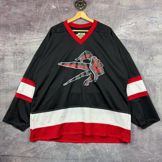 90s Black Red Bakka Indian Head 11 Hockey Jersey XXL 0588