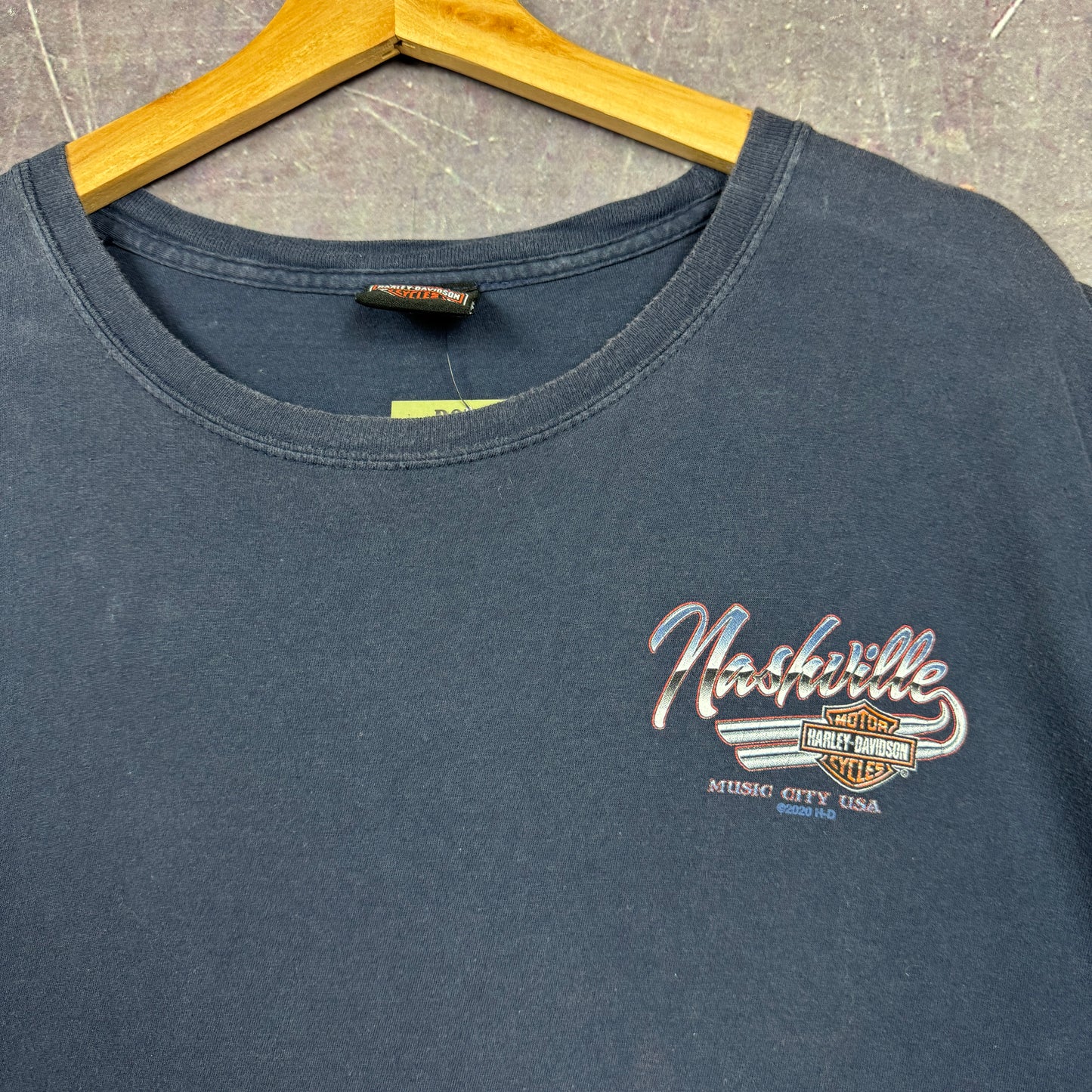 00s Navy Blue Harley Davidson Motorcycle Nashville Tennesee Graphic Shirt XL 0899