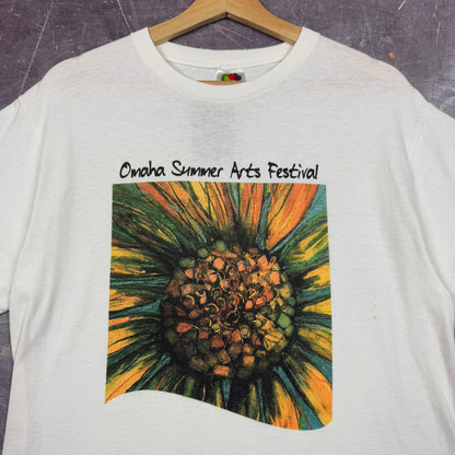 Early 00s White Omaha Summer Arts Festival Graphic Shirt M 1013