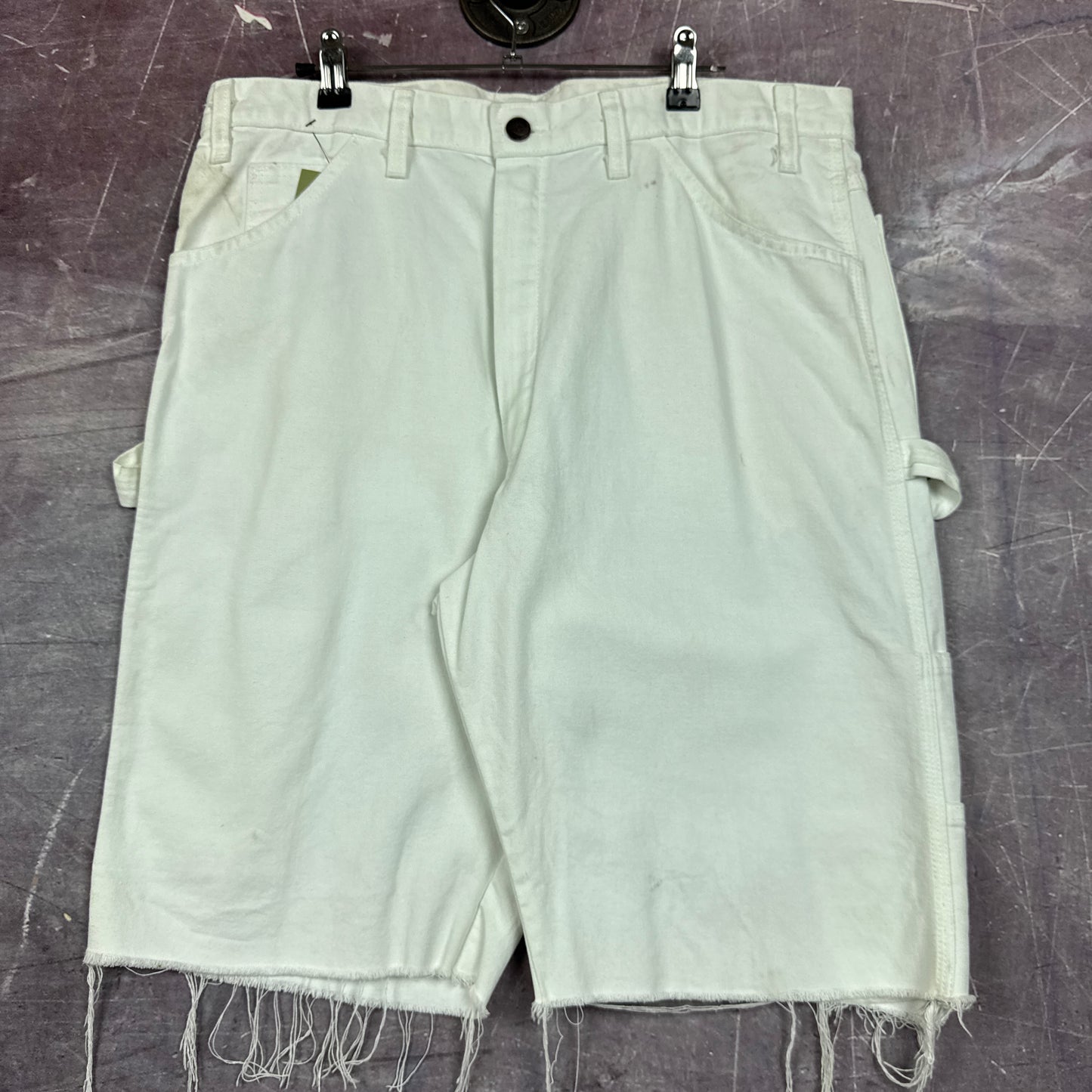Early 00s White Dickies Painter Baggy Carpenter Work Shorts 35x11 AY18