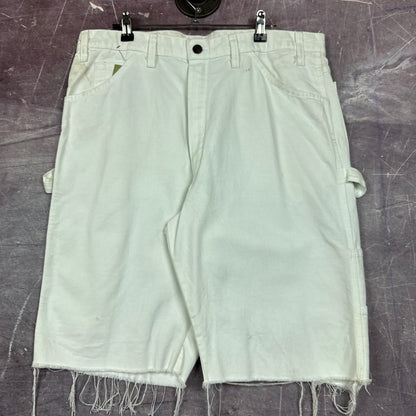 Early 00s White Dickies Painter Baggy Carpenter Work Shorts 35x11 AY18