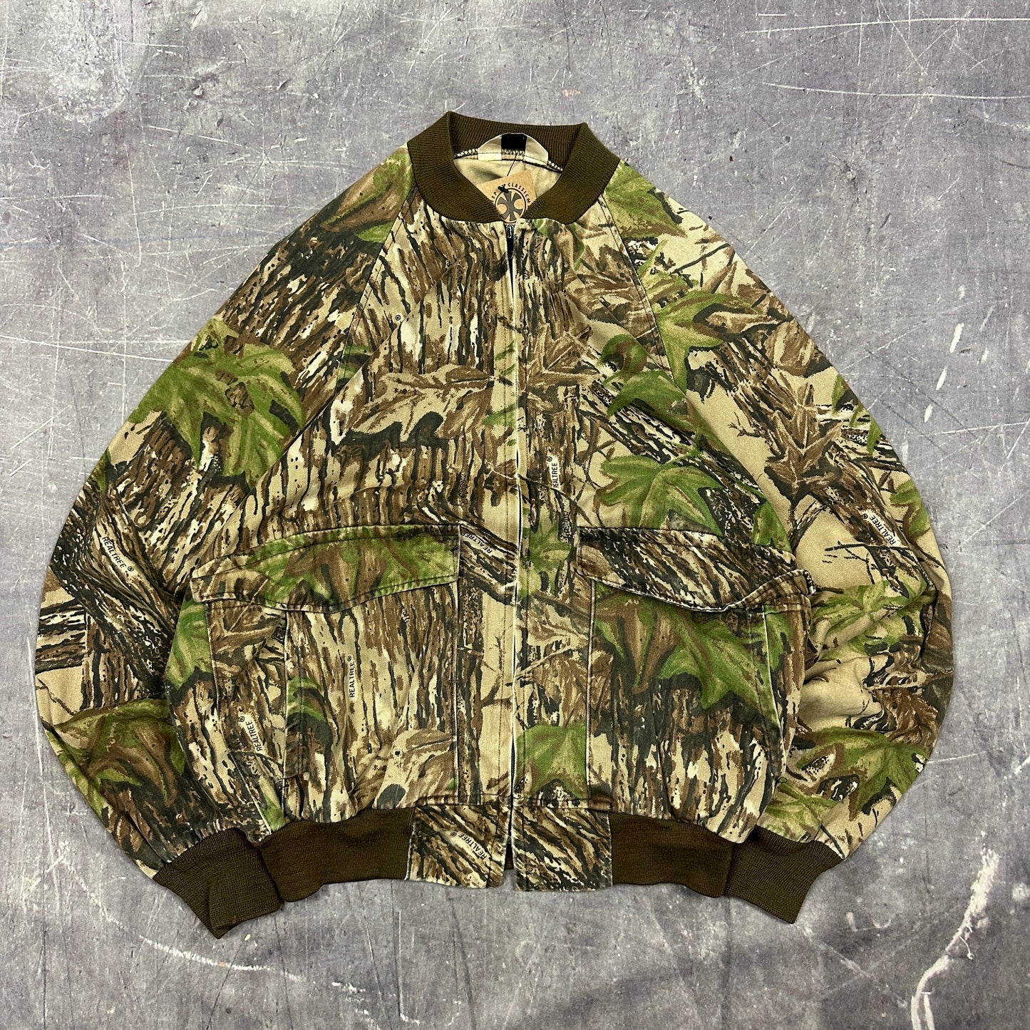 90s Duxbak Real Tree Camo Lightweight Bomber Jacket Boxy L D08