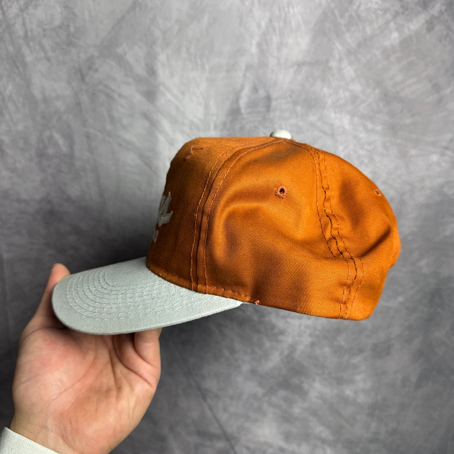 90s Texas Longhorns Sports Specialties Double Line Script Snapback Hat 4629