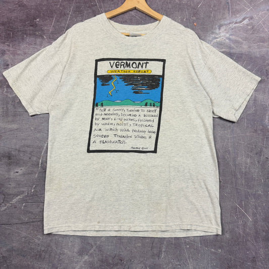 90s Light Gray Vermont Weather Report Graphic Shirt L 1036