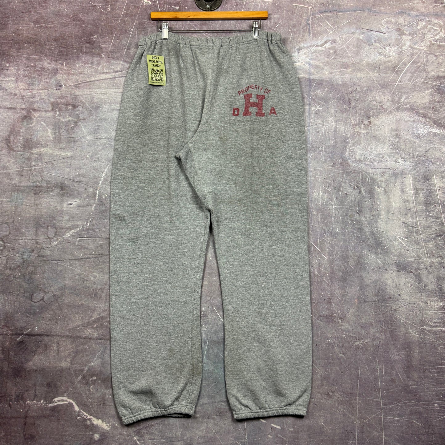 90s Heather Gray DHA Harvard Russell Athletic Jogger Baggy Sweatpants 36x31.5 2112