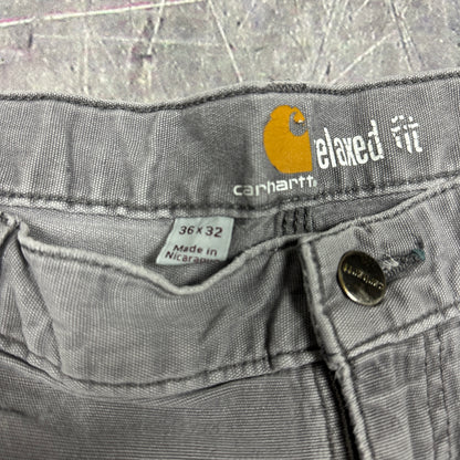 00s Gray Carhartt Lightweight Carpenter Work Pants 36x30 AG38