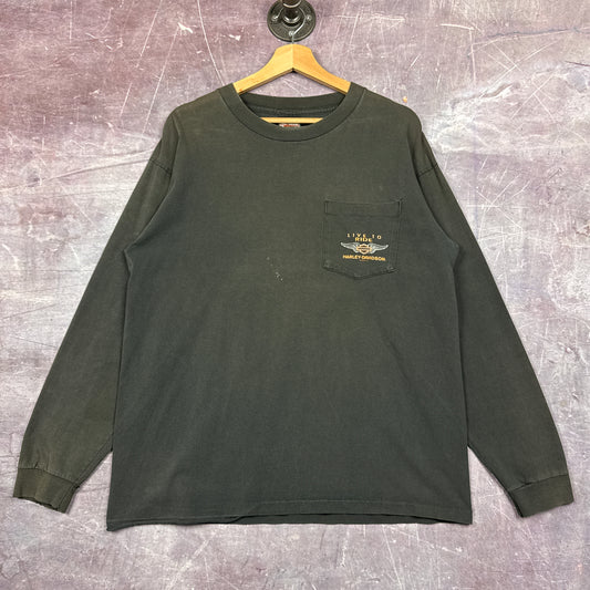 90s Faded Black Harley Davidson Long Sleeve Shirt 3041