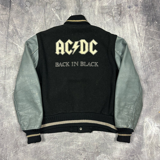 80s AC/DC Back In Black Tour Letterman Varsity Jacket M W75