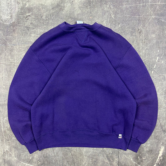 90s Purple Russell Athletic Blank Essential Crewneck Sweatshirt M F82