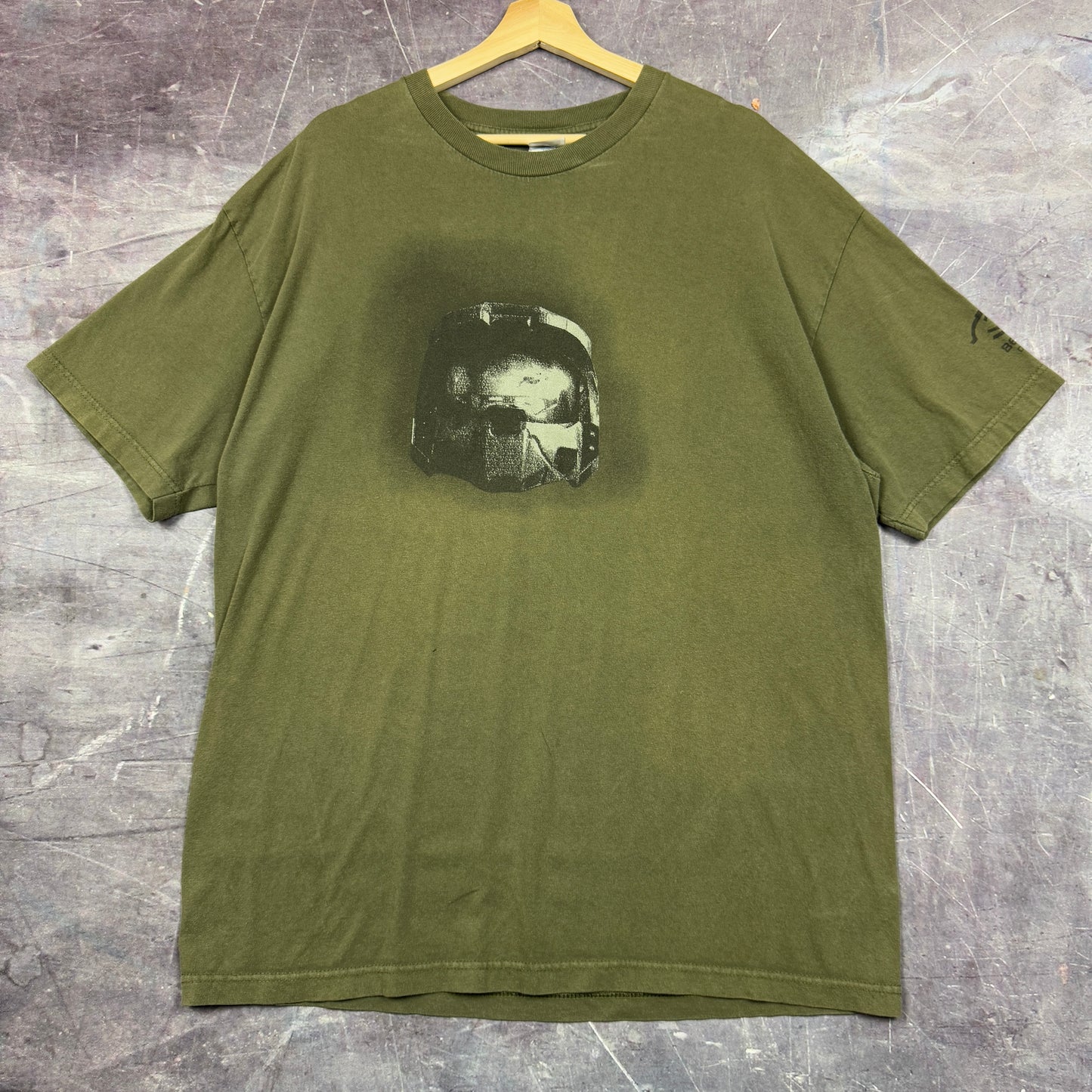 Early 00s Green Halo 3 Promo Master Chief Mountain Dew Graphic Shirt XL 0995