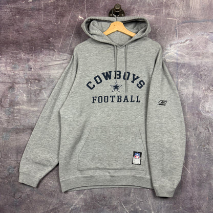 90s Light Gray Reebok Dallas Cowboys Football Graphic Hoodie L 1275