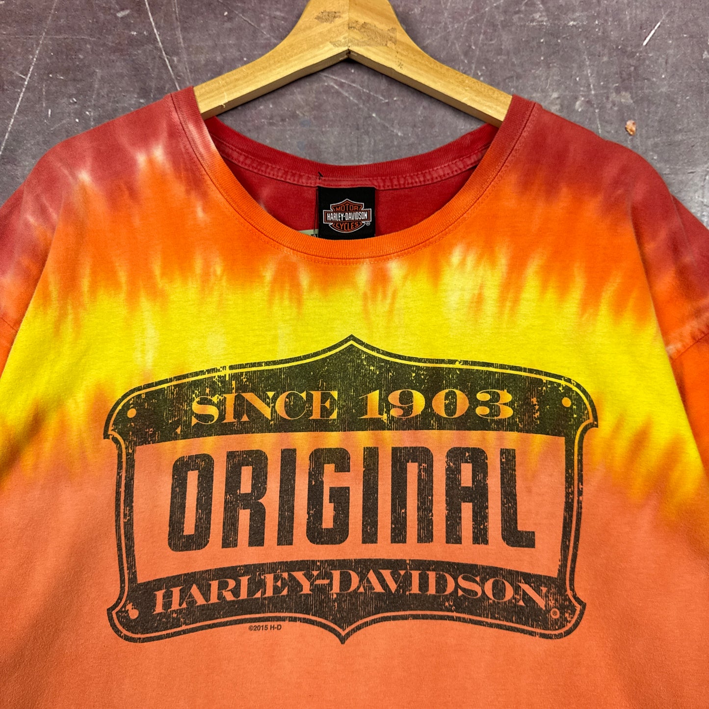 00s Orange Tie-Dye Harley Davidson Shirt 3129