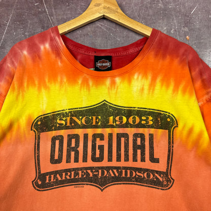 00s Orange Tie-Dye Harley Davidson Shirt 3129