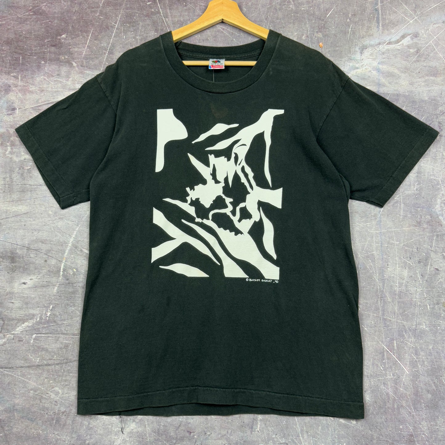 1990 Black Basim Shaat Abstract Art Graphic Shirt L 1075