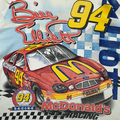 90s White Bill Elliott McDonalds Nascar Shirt 3897