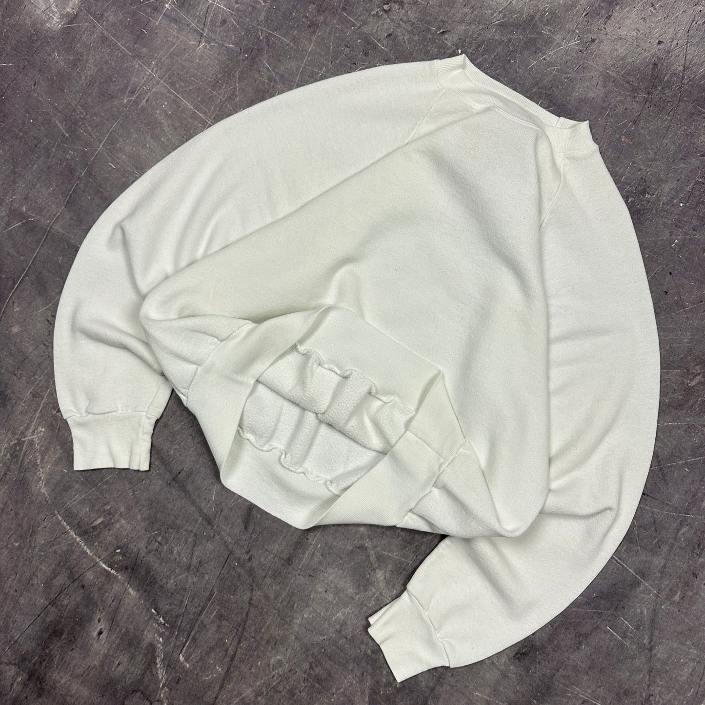 90s White Oneita Blank Essential Crewneck Sweasthirt Boxy L AI23