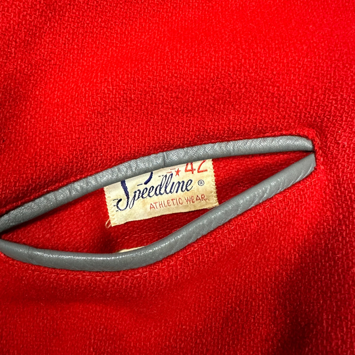 50s Red Gray Speedline W Varsity Letterman Jacket L N61