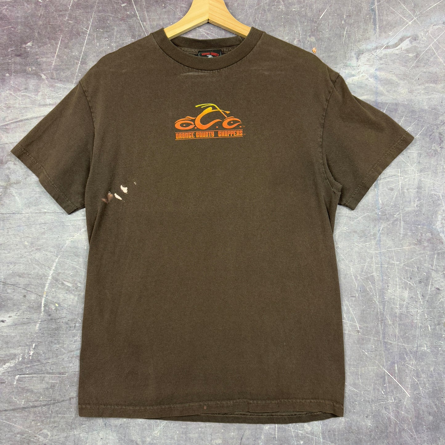 Early 00s Brown Orange County Choppers Motorcycle Graphic Shirt M 1051