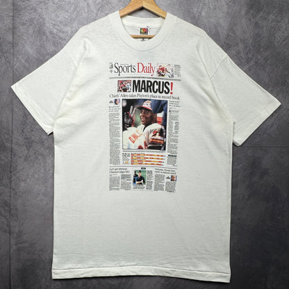 90s White Kansas City Chiefs Newspaper Shirt 4280