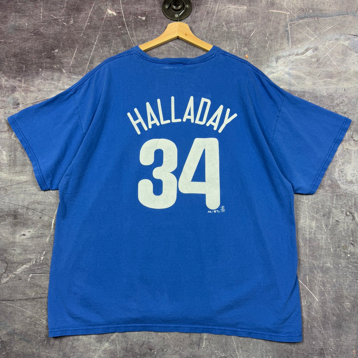 Early 00s Blue Philidelphia Phillies Roy Halladay 34 Graphic Shirt XL 0981