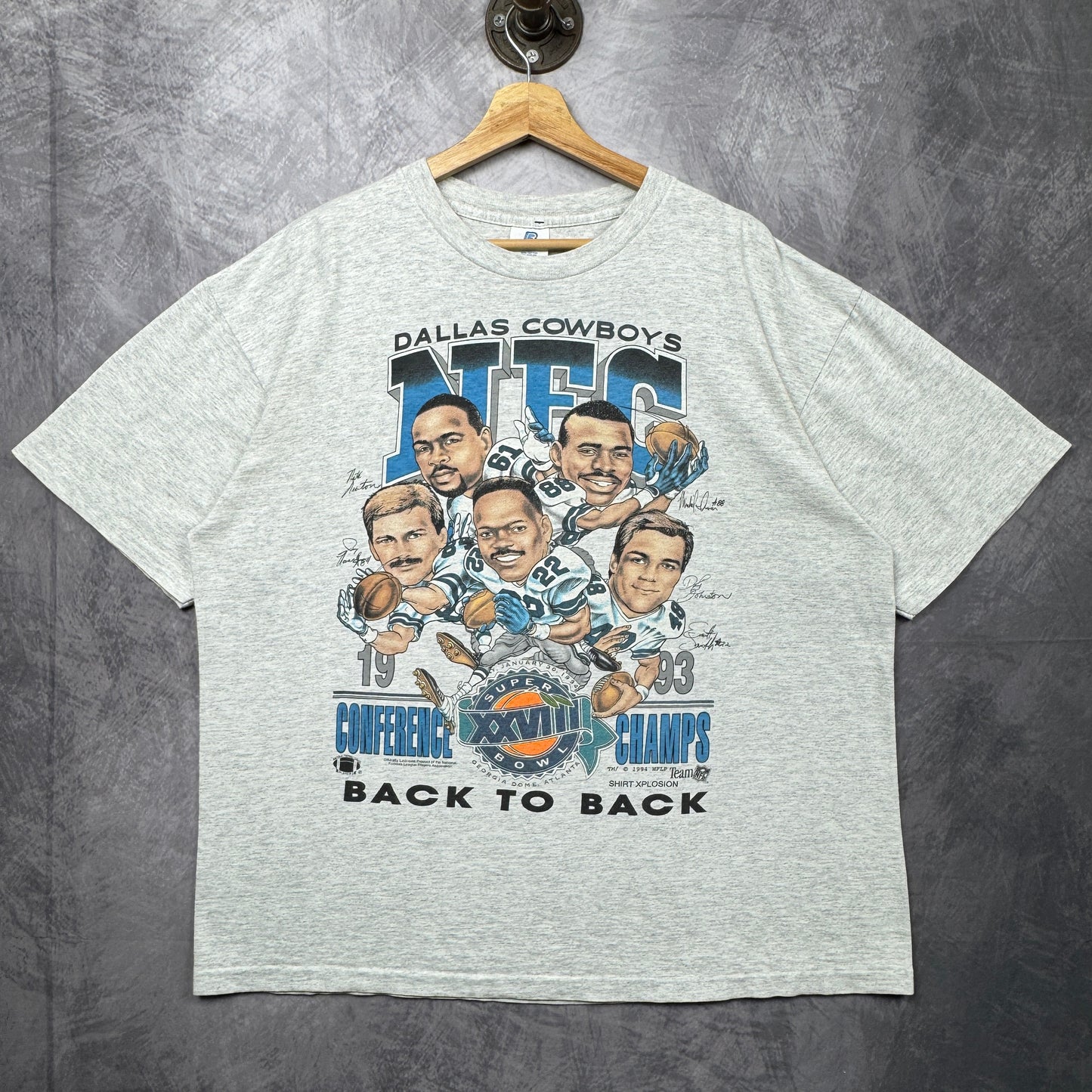 1994 Grey Dallas Cowboys NFC Champs Shirt 4223