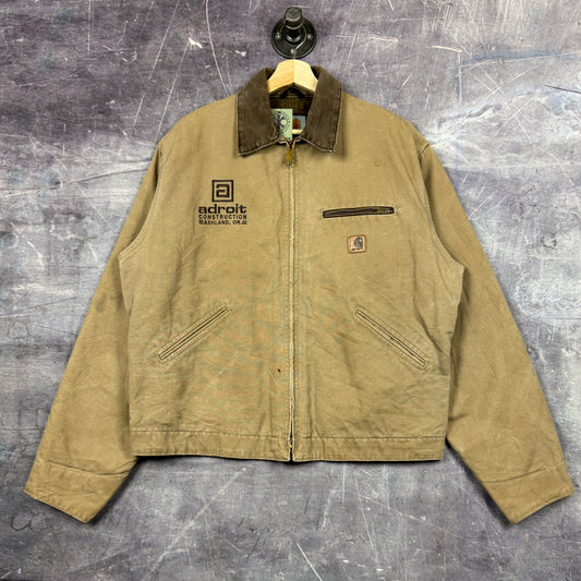 90s Tan Brown Carhartt Blanket Lined Detriot Jacket J97 CML L 0297