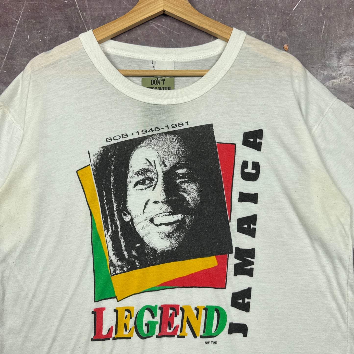 1981 White Bob Marley Memorial Legend Jamaica Graphic Shirt Boxy L 2924