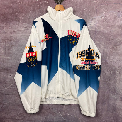 1996 White & Blue Atlanta Olympics Windbreaker 3475