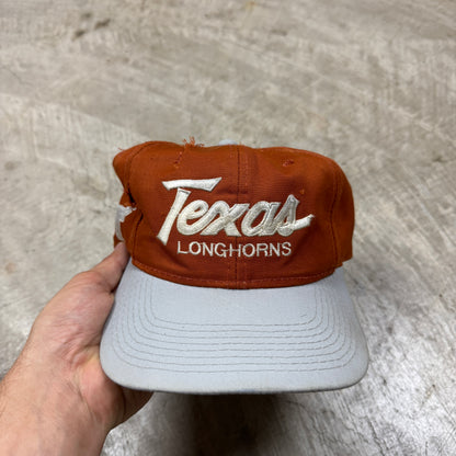 90s Orange University of Texas Longhorns Sports Specialties Double Line Script Snapback Hat