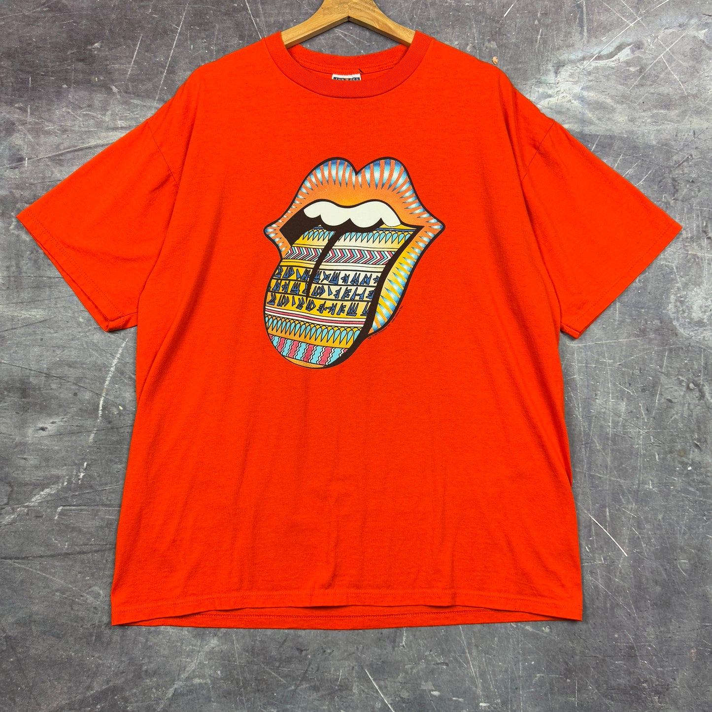 1997 Orange Rolling Stones Bridges To Babylon Tour Tounge Graphic Shirt XL 1028