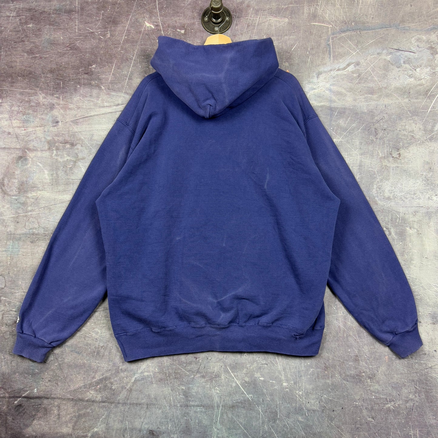 90s Faded Navy Blue Champion Essential Logo Hoodie XL 1222