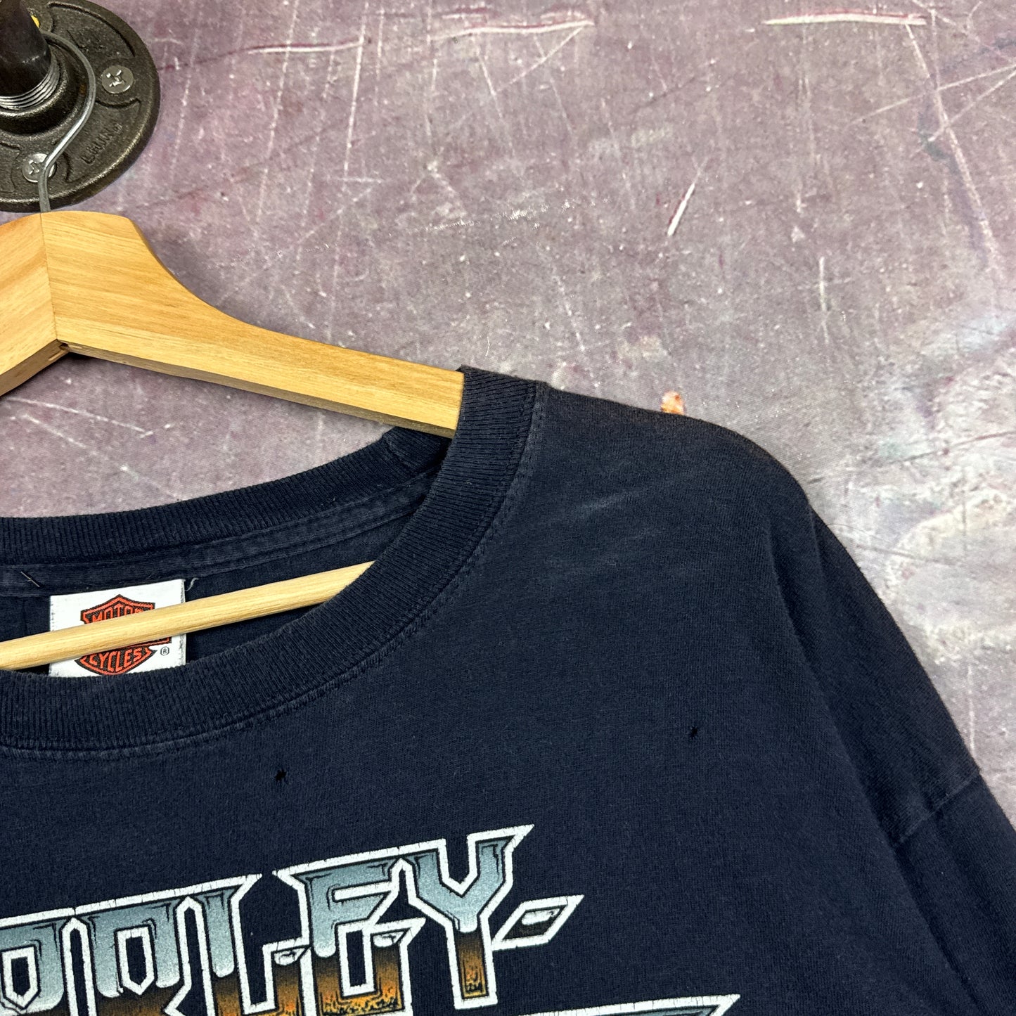 00s Navy Blue Harley Davidson Long Sleeve Shirt 3086