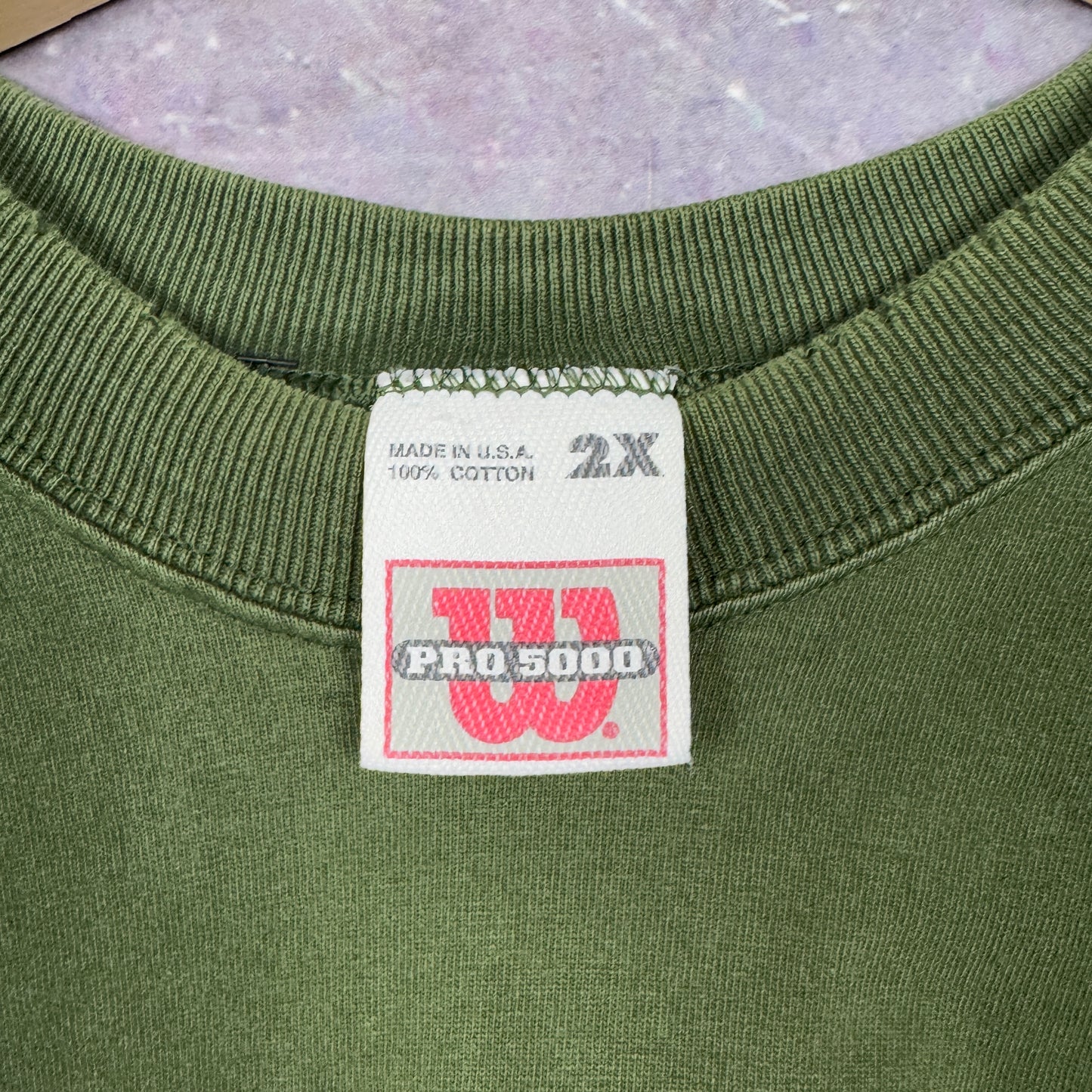 Early 00s Green Wilson Pro 5000 Essential Logo Shirt XL 0989