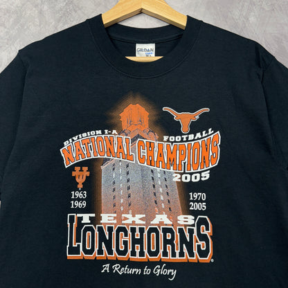 2005 Black Texas Longhorns National Champs Shirt (Kids L and Adult Small)