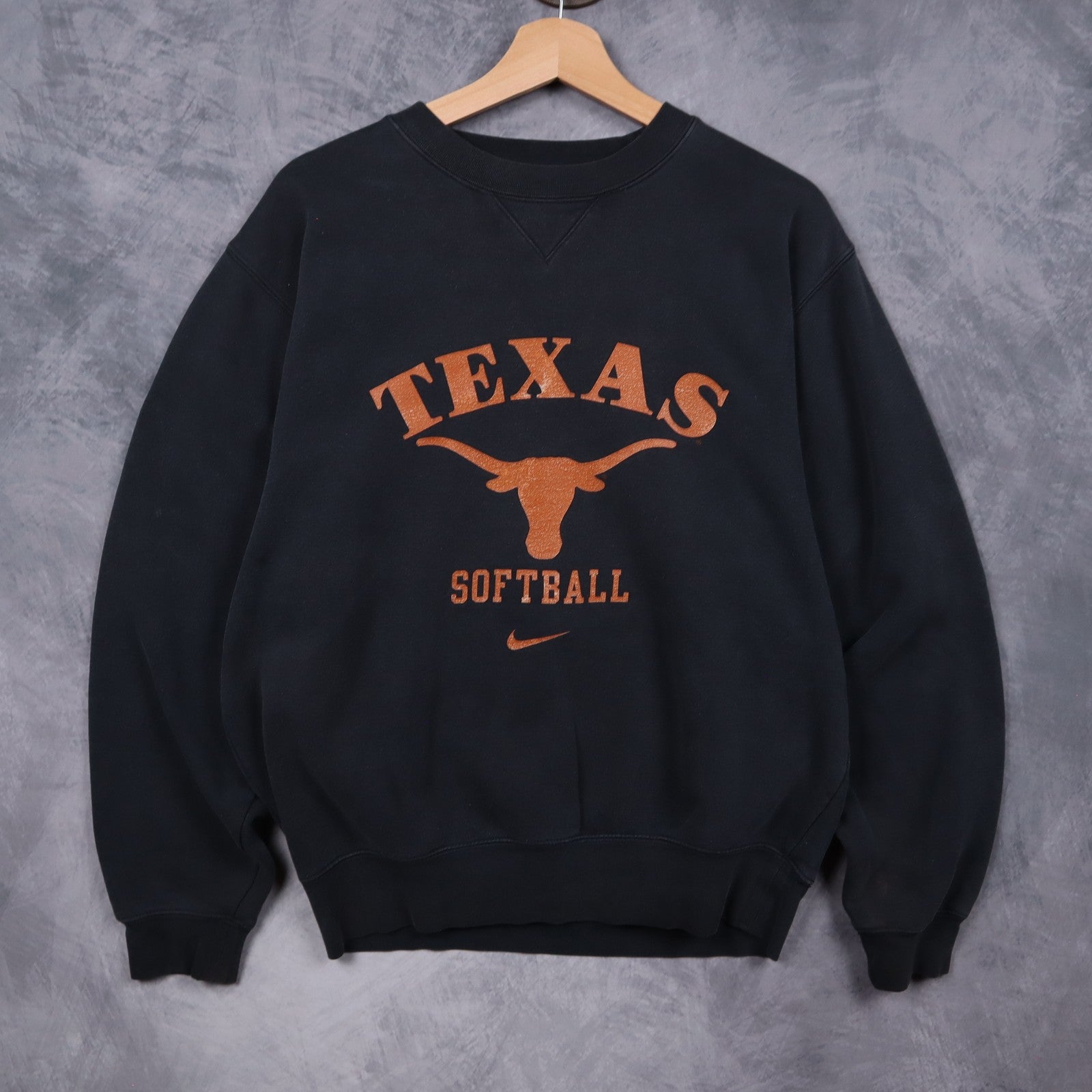 90s Black Texas Longhorns Softball Nike Crewneck Sweatshirt 5690